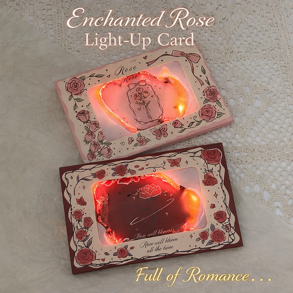 DIY Rose “Flame-Effect” Surprise Greeting Card with Envelope – Burn-Reveal Memory Blessing Card, Gift Box Style Keepsake
