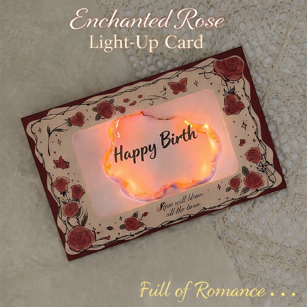 DIY Rose “Flame-Effect” Surprise Greeting Card with Envelope – Burn-Reveal Memory Blessing Card, Gift Box Style Keepsake