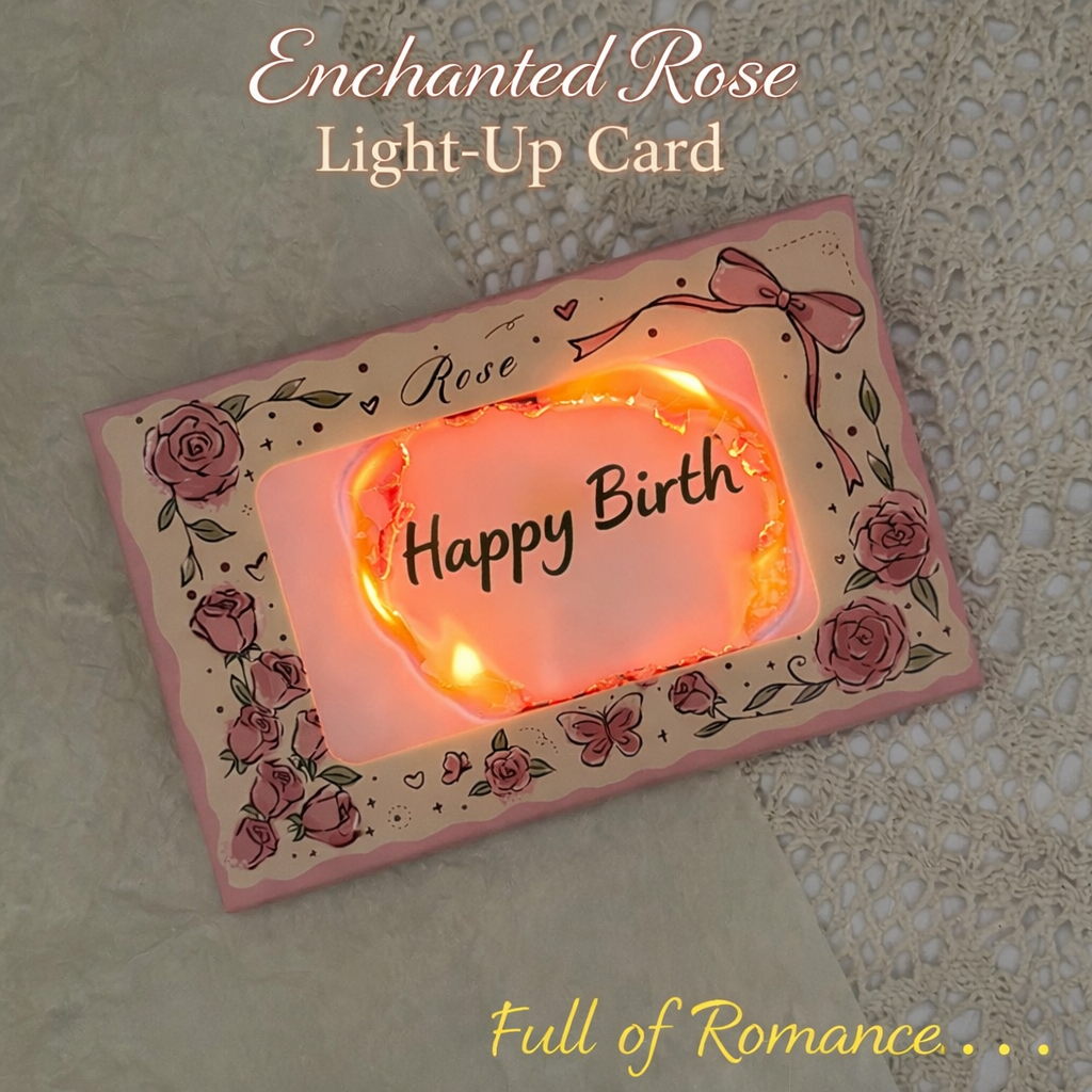 DIY Rose “Flame-Effect” Surprise Greeting Card with Envelope – Burn-Reveal Memory Blessing Card, Gift Box Style Keepsake