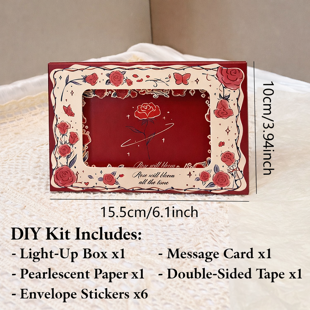 DIY Rose “Flame-Effect” Surprise Greeting Card with Envelope – Burn-Reveal Memory Blessing Card, Gift Box Style Keepsake