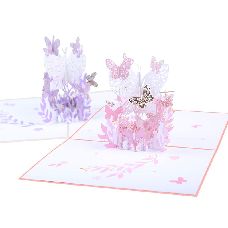 3D Pop-Up Butterfly & Flower Basket Greeting Card – Paper-Cut Design, Birthday & Valentine’s Day