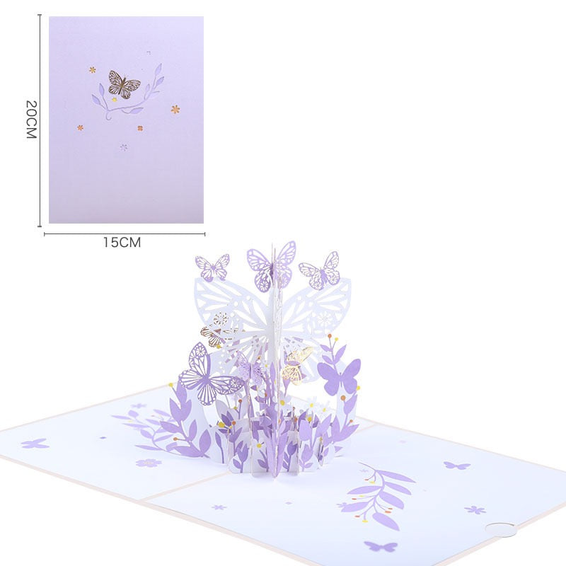 3D Pop-Up Butterfly & Flower Basket Greeting Card – Paper-Cut Design, Birthday & Valentine’s Day