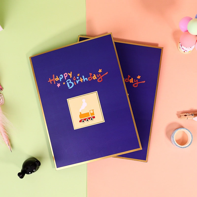 3D Pop-Up Train Birthday Card – Luxury Greeting Card for Kids & Train Lovers, Creative Birthday Keepsake (Blank Inside)