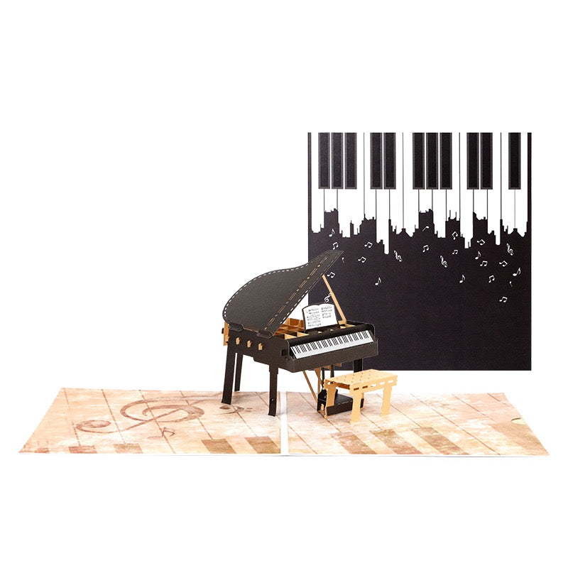 3D Pop-Up Piano Birthday Card – Colour Printed Standing Keepsake Card for Music Lovers, Thank You & Blessing Card (Blank Inside)