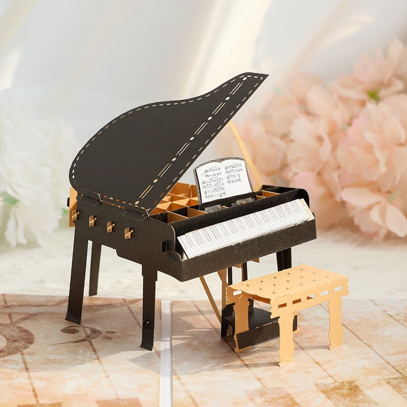 3D Pop-Up Piano Birthday Card – Colour Printed Standing Keepsake Card for Music Lovers, Thank You & Blessing Card (Blank Inside)