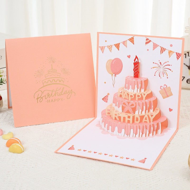 Light-Up Musical 3D Pop-Up Birthday Card – Glowing Cake Design with Recordable Voice Message, Luxury Keepsake