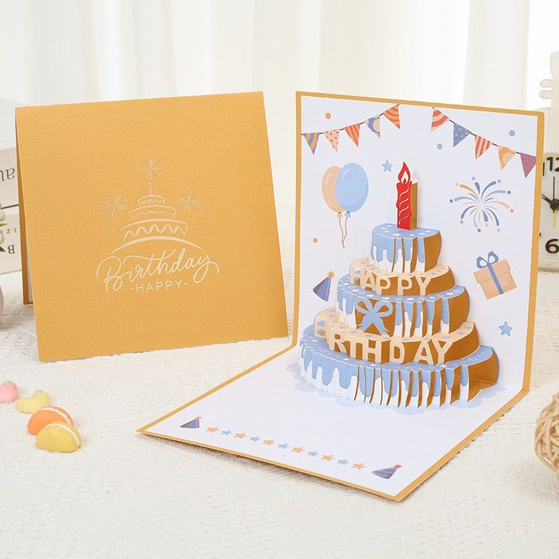 Light-Up Musical 3D Pop-Up Birthday Card – Glowing Cake Design with Recordable Voice Message, Luxury Keepsake