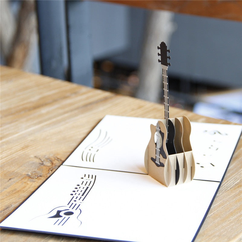 3D Pop-Up Guitar Greeting Card – Paper-Cut Keepsake Card for Birthday, Graduation, Father’s Day & Recital/Performance
