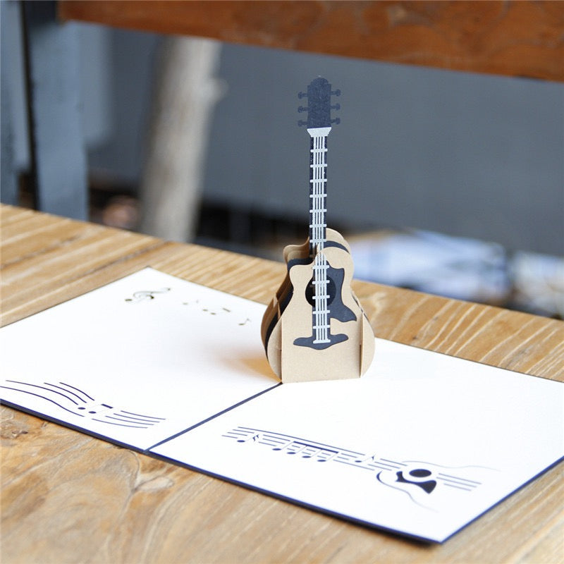 3D Pop-Up Guitar Greeting Card – Paper-Cut Keepsake Card for Birthday, Graduation, Father’s Day & Recital/Performance