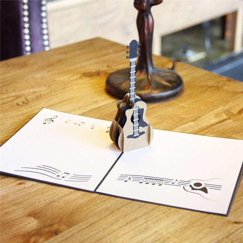 3D Pop-Up Guitar Greeting Card – Paper-Cut Keepsake Card for Birthday, Graduation, Father’s Day & Recital/Performance
