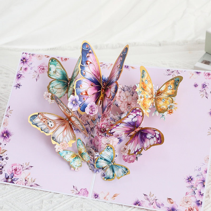 Luxury Pop-Up Mother’s Day Card – 3D Butterflies with Gold Foil, Premium Thank You Card for Any Occasion