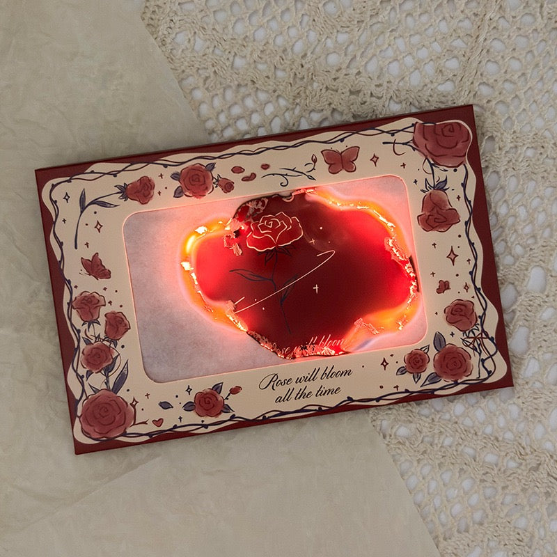 DIY Rose “Flame-Effect” Surprise Greeting Card with Envelope – Burn-Reveal Memory Blessing Card, Gift Box Style Keepsake