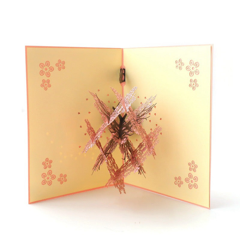 3D Pop-Up Valentine’s Day Card – Romantic Cherry Blossom Tree, Paper-Cut Handmade-Style Keepsake