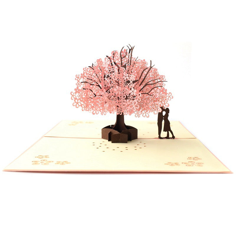 3D Pop-Up Valentine’s Day Card – Romantic Cherry Blossom Tree, Paper-Cut Handmade-Style Keepsake
