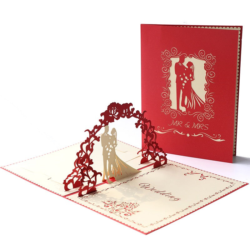 3D Wedding Invitation Card – Laser-Cut Hollow Design Invite, Elegant Pop-Up Invitation with Envelope (Optional)