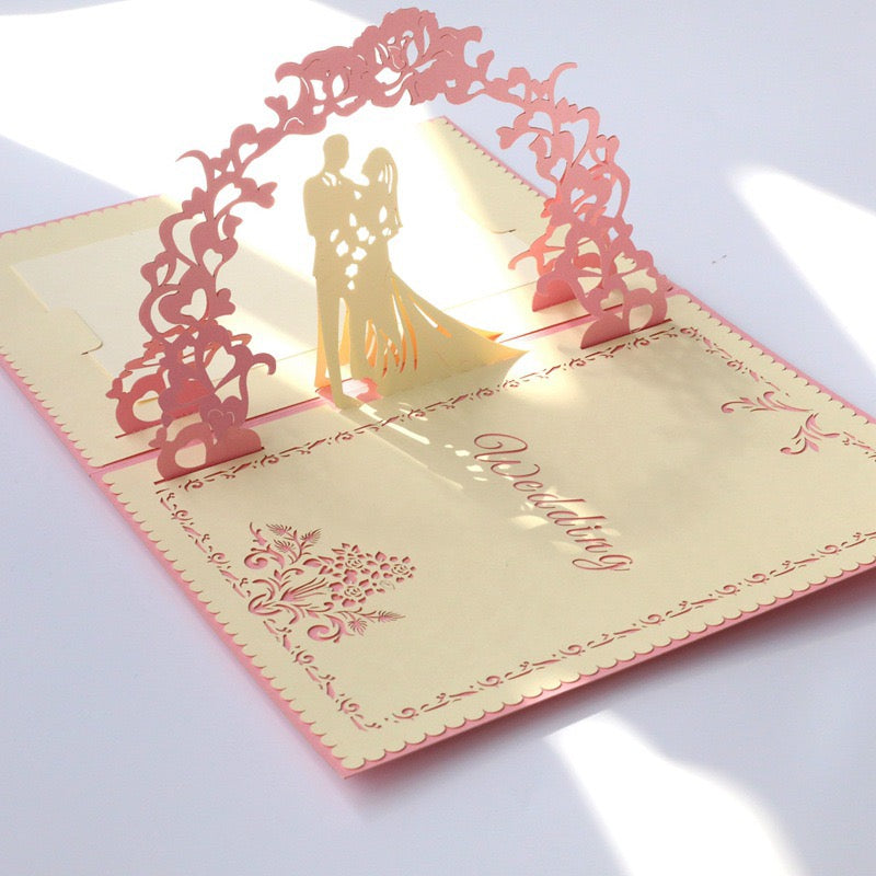 3D Wedding Invitation Card – Laser-Cut Hollow Design Invite, Elegant Pop-Up Invitation with Envelope (Optional)