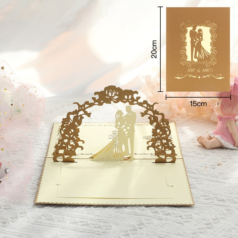 3D Wedding Invitation Card – Laser-Cut Hollow Design Invite, Elegant Pop-Up Invitation with Envelope (Optional)
